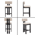 thumbnail image 6 of Guyou 26" Farmhouse Bar Stools Set of 2, Modern Armless Counter Height Kitchen Stools, Linen Upholstered Bar Chairs with Natural Wooden Legs, French Country Stools for Kitchen Island, Black, 6 of 9