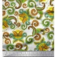 thumbnail image 1 of Soimoi Yellow Cotton Voile Fabric Paisley Ethnic Printed Fabric 1 Yard 56 Inch Wide, 1 of 1