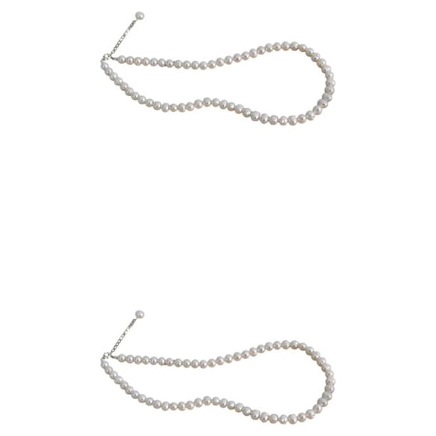 Guardurnaity Gargantillas de perlas de agua dulce, joyería ajustable para mujer, gargantilla de Color blanco, cadena, collar de plata de ley 925, 36cm 2piezas
