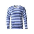 thumbnail image 2 of INSPIRE CHIC T-Shirt pour Homme à Rayures Col Rond Manches Longues Chandail Haut 42 Bleu et Blanc, 2 of 8
