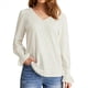 thumbnail image 2 of Camisa de Larga para Mujer, Moda de Otoño, Color Liso, Cuello en V, Camiseta de Larga. L, 2 of 6