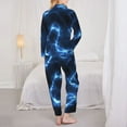 thumbnail image 5 of Junzan Blue Lightning Print Womens Pajama Sets,Long Sleeve Button Down For Women Pjs 2 Piece, 5 of 9