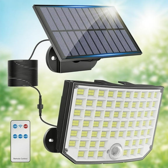 Solar Outdoor Lights, 256 LED Solar Motion Sensor Security Lights with 16.4Ft Cable, IP65 Waterproof Flood Lights for Outside Yard Garage (1 Pack)