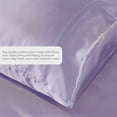 thumbnail image 3 of Satin Sheets Queen [4-Piece, Lavender] Hotel Luxury Silky Bed Sheets - Extra Soft 1800 Microfiber Sheet Set, Wrinkle, Fade, Stain Resistant - Deep Pocket Fitted Sheet, Flat Sheet, Pillow Cases, 3 of 6