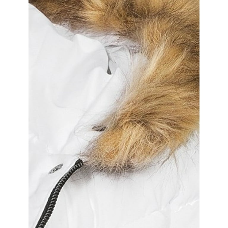 Swiss tech women's bibbed solarball puffer coat with faux fur trimmed hood hot sale