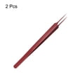 thumbnail image 3 of Uxcell 2 Pcs Pinces en Acier Inoxydable Manche Long Pointe Courbée Dentelée pour Artisanat Rouge, 3 of 6