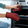 thumbnail image 2 of Red and Black Checkered Pattern Kitchen Oven Mitt and Pot Holder Sets 2 Pcs for Baking, Cooking and Grilling, Heat Resistant Up To 392 °F, 2 of 7