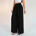thumbnail image 5 of Endives Linen Pants Women Solid Color Spring Summer Loose High Waist Straight Leg Pant Casual Pants Wide Leg Pants For Women, 5 of 7