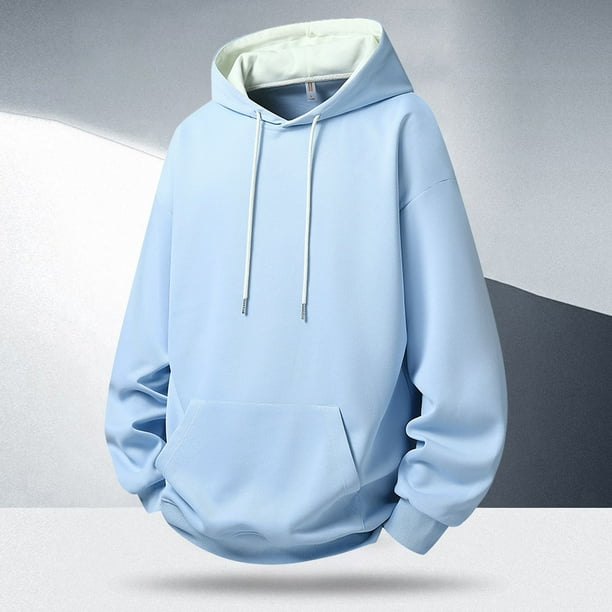 MHFRRA Sudadera Informal con Capucha para Hombre, Jersey de Manga Larga, Cómoda y Ligera, para Uso Diario Azul claro