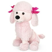 Giftable World Plush Poodle Dog With Pink Ribbons Stuffed Animal Toy 14 inch Pink Dog