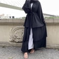 thumbnail image 2 of Valcatch Women Muslim Dress Chiffon Open Front Cardigan Abaya Dress with Hijab Middle East Arabian Prayer Belted Eid Long Dress, 2 of 6