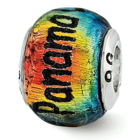 - Sterling Silver Reflections Panama City Orange Dichroic Glass Bead QRS3121