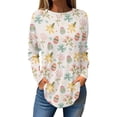thumbnail image 1 of Pxiakgy Hauts de Pâques pour Femmes en Solde, Chemise à Manches Longues Imprimée Œuf de Pâques et Lapin Col Rond Décontracté Chandail en Molleton Printemps Pâques Lapin Œuf de Pâques Col Rond Ample Décontracté, 1 of 5