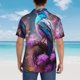 thumbnail image 4 of Fotbe Beautiful Flower Blue Bird Camisa Hawaiana para Hombre Unisex – Camisa Casual de Verano con Botones de Manga Corta de Algodón y Lino,3X-Large, 4 of 7