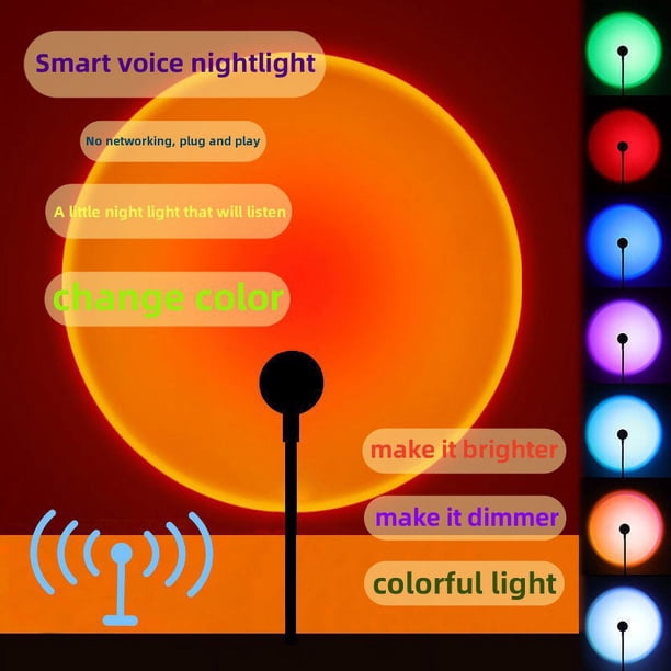 Lámpara de atardecer, lámpara de atardecer, lámpara de pie con proyector para dormitorio, proyector de luz nocturna LED con rotación de 180° y carga USB para fotografía, fiestas y decoración de dormit