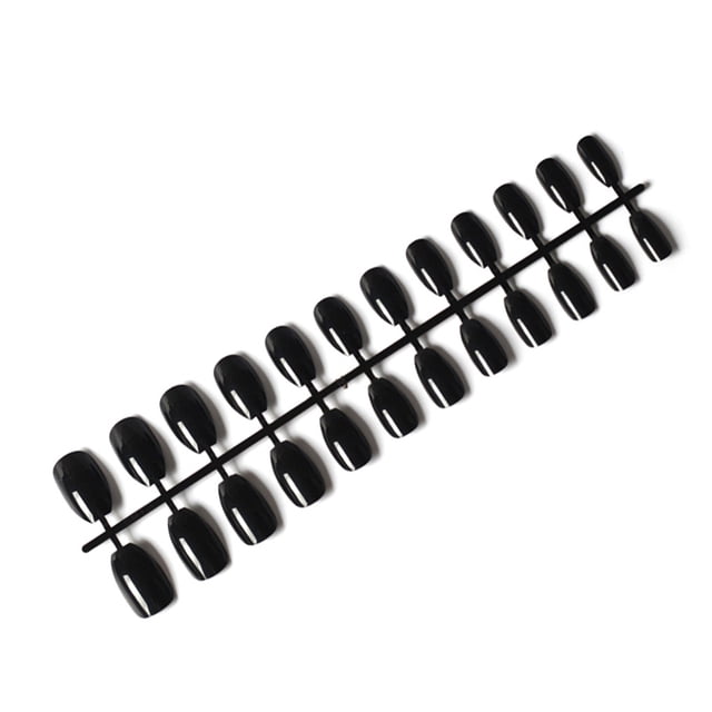 Seitruly 24 piezas de uñas postizas de ataúd resistentes a los arañazos de bailarina corta coloridas uñas acrílicas artificiales de color sólido DIY Juegos de manicura 1 negro Seitruly CE011412-01