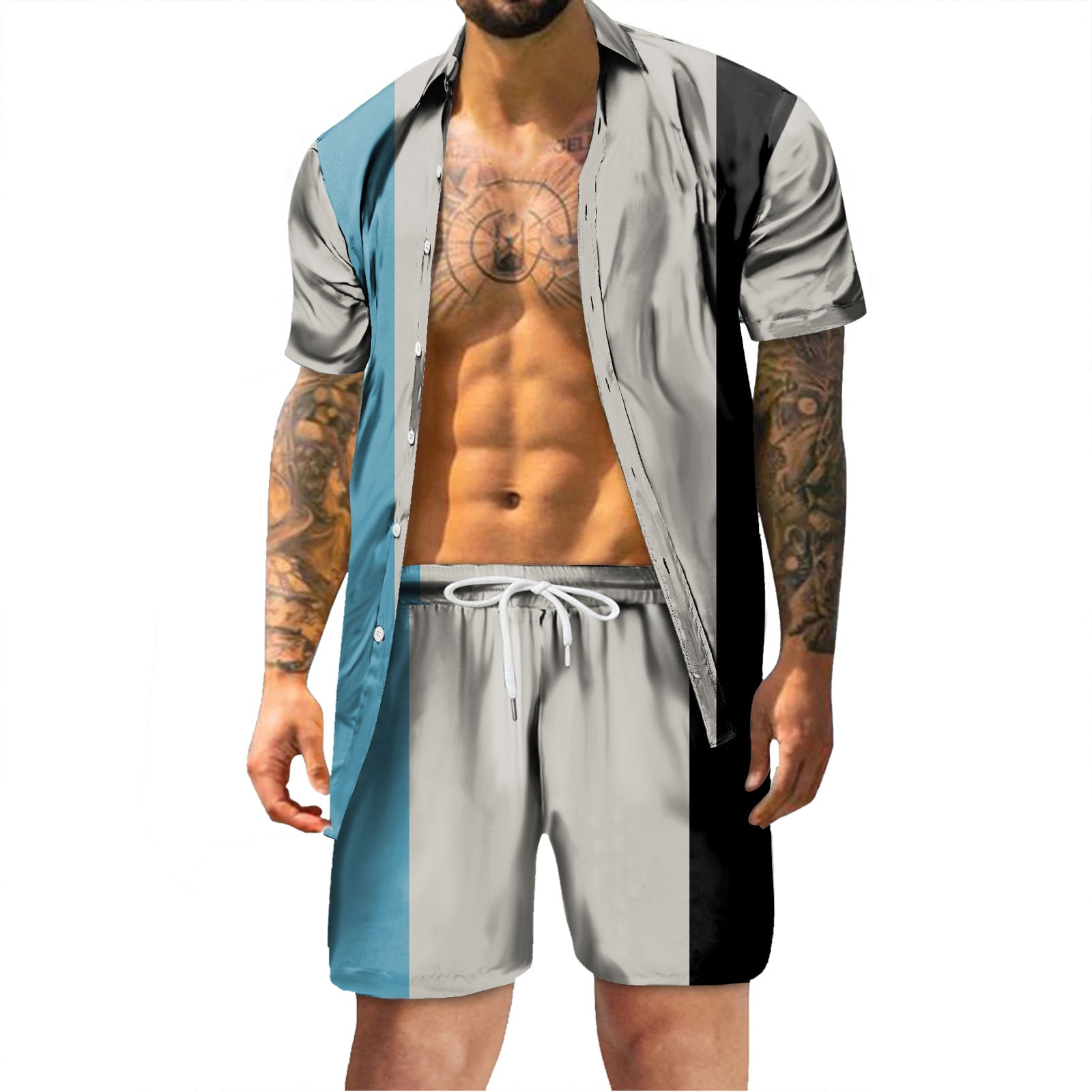 Mens Summer Fashion Leisure Hawaii Seaside Holiday Beach Digital 3D