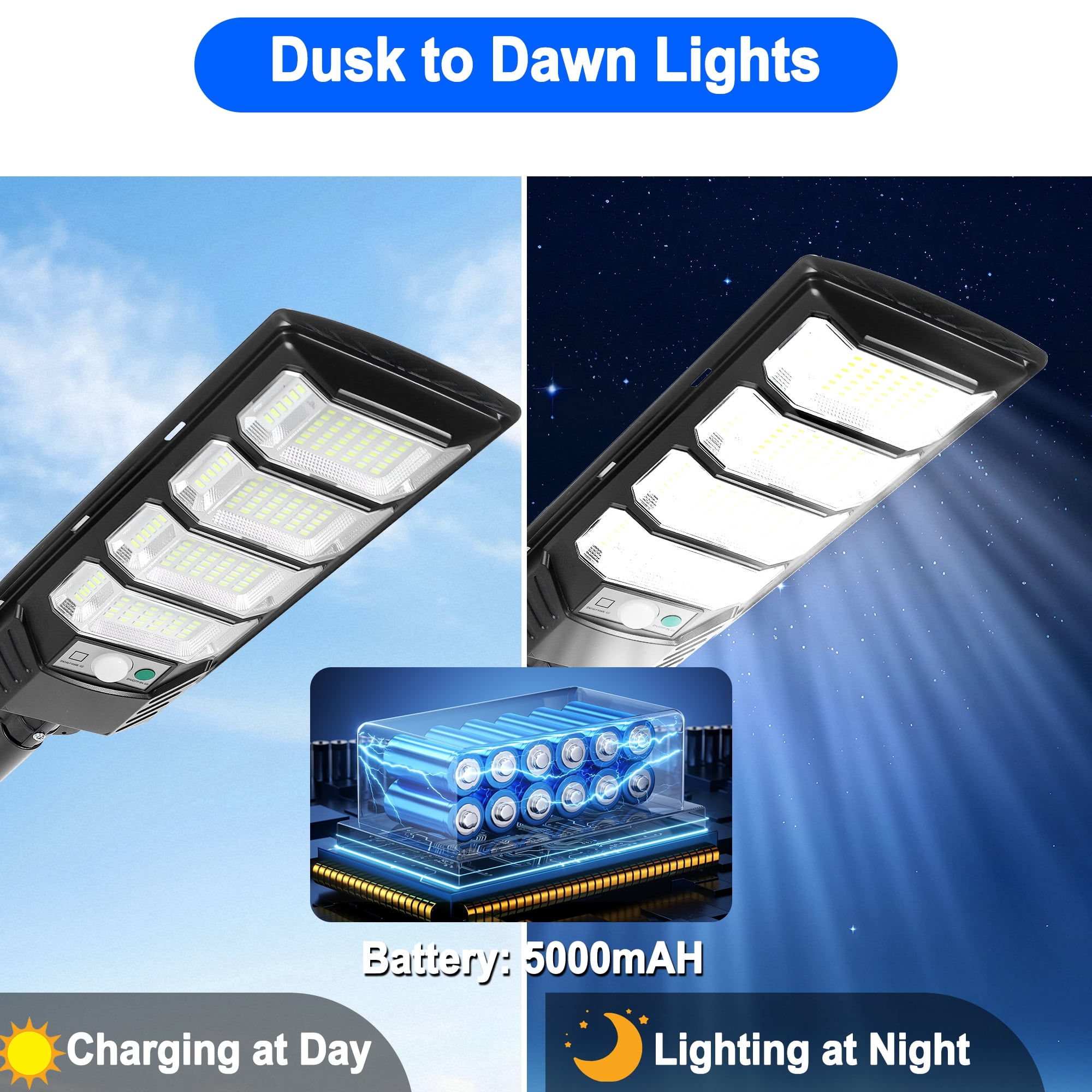 OTROAD Solar Street Lights Outdoor Waterproof with Motion Sensor, Flood Security Light with Remote Control Dusk to Dawn Commercial Lighting for Yard Path