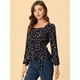 thumbnail image 2 of Blusa Floral Allegra K de Manga Larga Cuello Cuadrado Peplum Para Mujer Con Cinturón M, 2 of 6