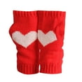 thumbnail image 2 of Womens Fingerless Gloves - Winter Warm Knit Crochet Thumbhole Arm Warmers, Love Heart Print Fingerless Mittens, 2 of 8