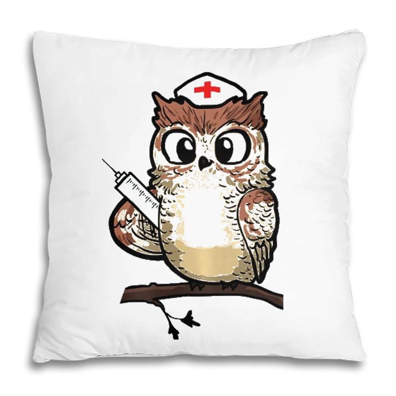 Pillow Cover - Women Funny Owl Nursing Gift Proud Night Shift Nurse Pillow