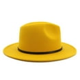 thumbnail image 3 of Unisex Wool Fedora Hat Wide Brim Belt Band Vintage Party Church Fashion Hat, 3 of 6
