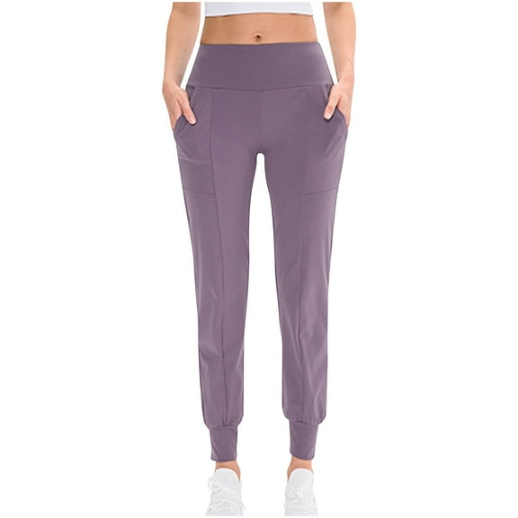 Women's Joggers Pants High Waisted Slim Fit Workout Pants Casual Solid Color Fitness Pants with Pockets Pink,XL