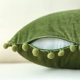 thumbnail image 2 of Phantoscope Pom Pom Velvet Series Decorative Throw Pillow, 18" x 18", Green, 2 Pack, 2 of 6