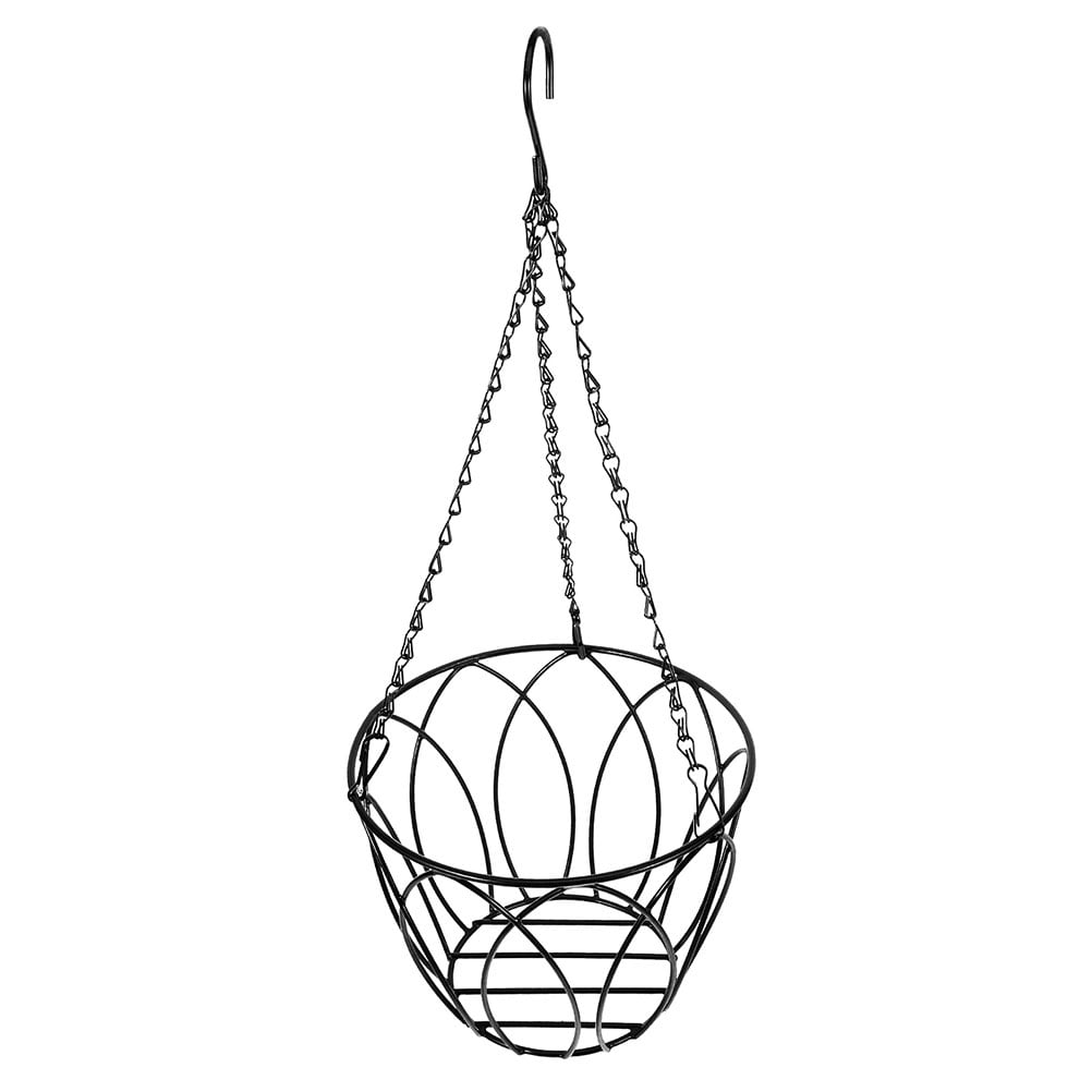 SOPOTUTU High Deep Petal Shape Iron Hanging Railing Planter Black 1Pcs