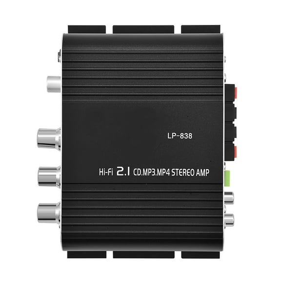 2.1 Channel Mini HiFi Stereo Bass Amplifier - Digital Audio Power Amp for Car and Home Use, Compact Black Design