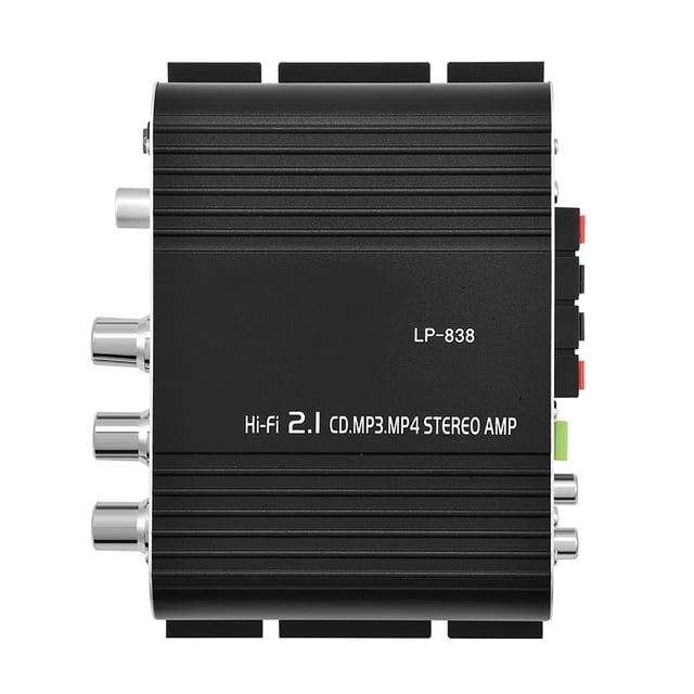 Mini amplificador de potencia de audio estéreo HiFi 2.1 para coche, hogar, amplificador digital, color negro