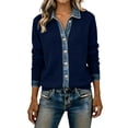 thumbnail image 3 of WHEANG Cardigan Sweaters for Women Collar Knit Cardigan Button Down Casual Open Front Sweater Long Sleeve Lightweight Womens Tops Blue S, 3 of 6