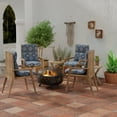 thumbnail image 2 of Jordan Manufacturing 45" x 22" Dresden Midnight Navy Damask Rectangular Outdoor Chair Cushion with Ties and Hanger Loop, 2 of 12