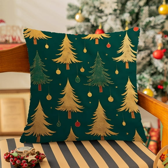 Funda de almohada con diseño de árbol de Navidad | Funda de almohada decorativa de 45 x 45 cm con cremallera | Decoración navideña con impresión 3D para sofá, cama, fiestas y hogar