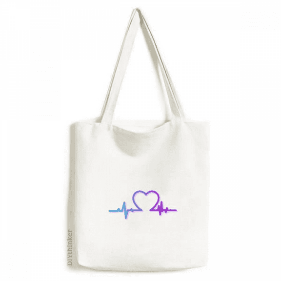 Heartbeat Line Gradually Changing Emotions Tote Canvas Bag Shopping Satchel Casual Handbag