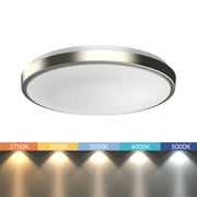 DYMOND Dimmable 13" LED Ceiling Light Adjustable Color Temperature Flush Mount Brushed Nickel Ring