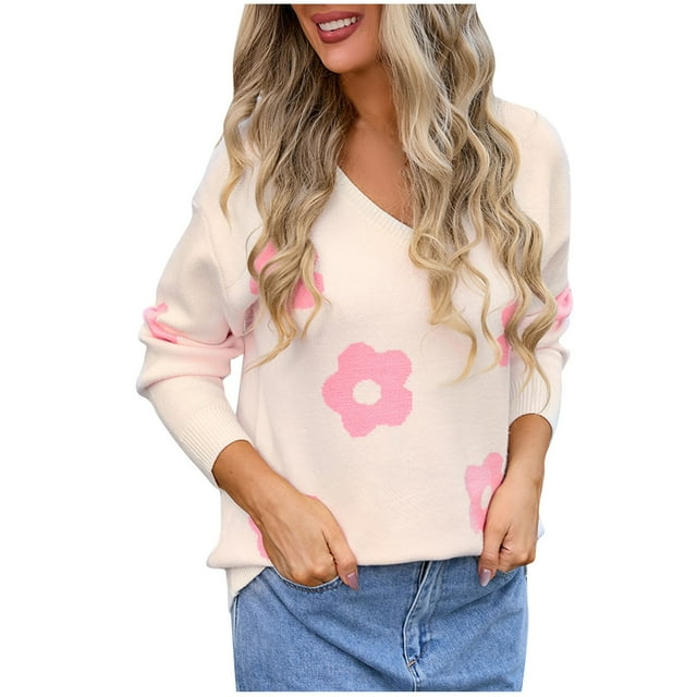 JMYHOAM Chandails pour Femmes Chandails Amples Mode Chandail-Over Col Rond