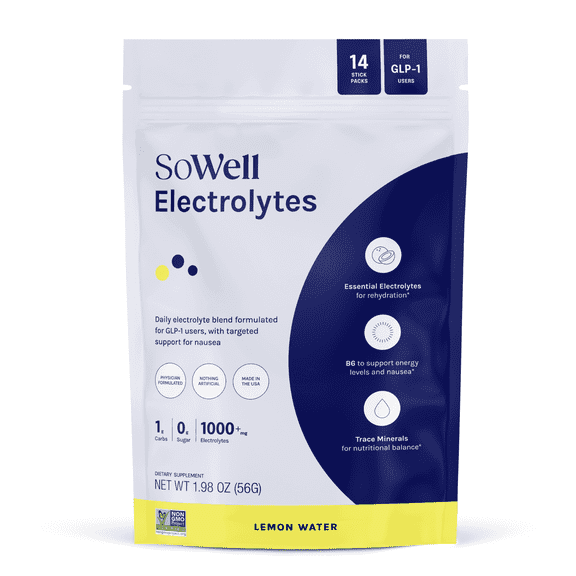 SoWell Electrolytes Lemon Water for GLP-1 Support