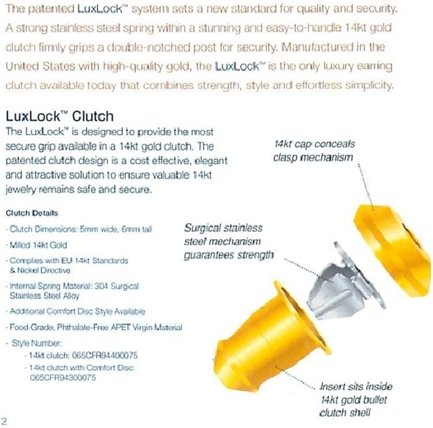LuxLock Heart Silver, Earrings, Sterling Silver, (Includes One Sets of Earring Backs, Anti-Tarnish Pouch), 1 Count Per Pack