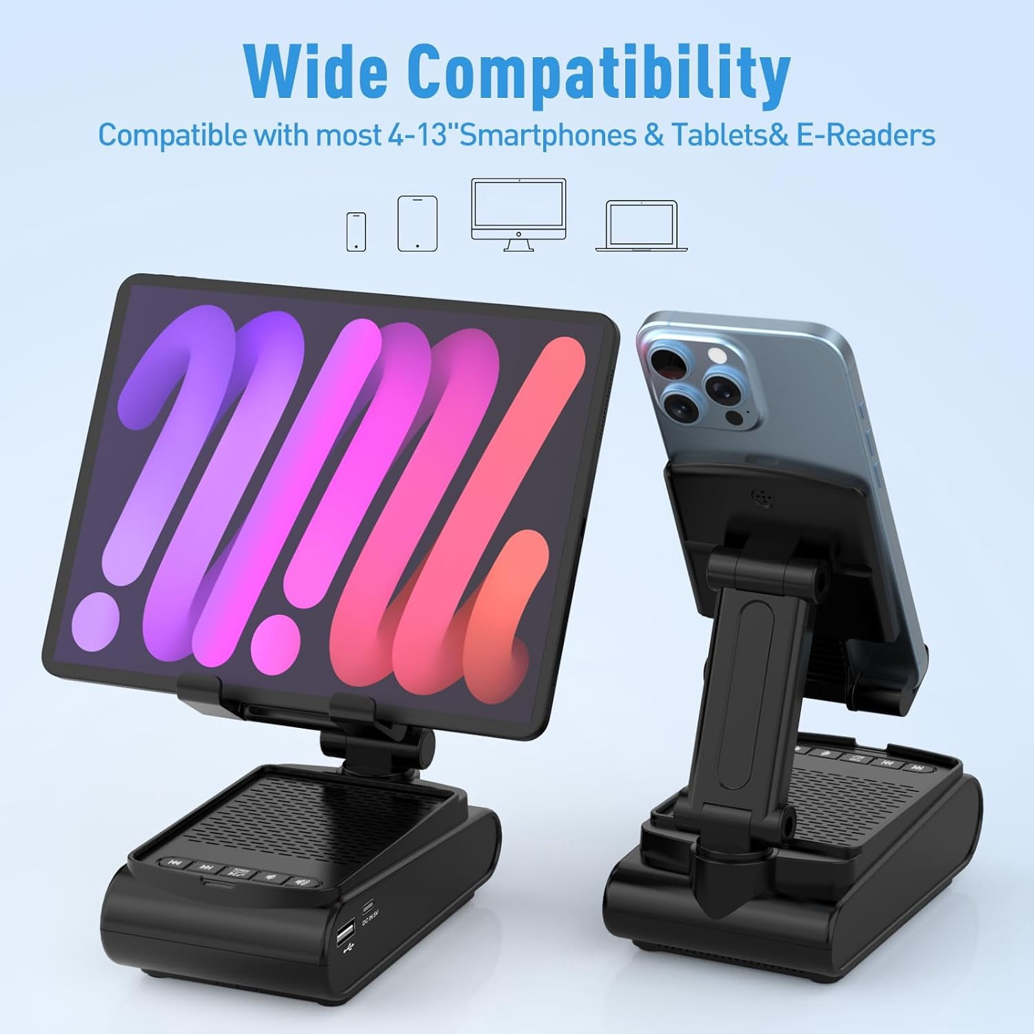Pcs Wireless Bluetooth Speaker Cell Phone Stand - Unique Gifts for Men/Teens, White Elephant Stocking Stuffers