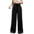 thumbnail image 1 of YDLCAFD Women Casual Solid Color Hight Waist Drawstring Adjustable Waist Long Pants Loose Wide Leg Pants, 1 of 5