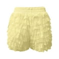 thumbnail image 3 of FYEGRE High Waisted Ruffle Shorts for Women Girls, Cute Lace Layered Bloomers, Going Out Mini Micro Bloomer Yellow M, 3 of 4