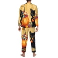 thumbnail image 5 of Mens Pajamas Set - Halloween Cute Candy Black Cat Comfy Long Sleeve Button Up Pajama Sets for Men 2 Piece, Soft Sleepwear Nightwear Pjs Lounge Sets for Men with Pockets, 5 of 5
