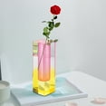 thumbnail image 4 of Cuboid Vase Light Luxury European Style Faux Crystal Matte/Smooth Container Ornament Romantic Floral Arrangement Acrylic Pillar Vase Home Decor, 4 of 7