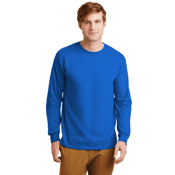 Gildan Men's Heavy Cotton Long Sleeve T-Shirt, 100% Cotton Adult Men Long Sleeve T-Shirt Classic fit Tee, Royal 2XL