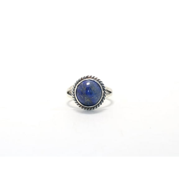 Heaven Crafts 925 Sterling Silver Round Lapis Lazuli Ring Handmade Statement Ring For Women Birthday Gift Item