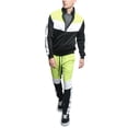 thumbnail image 5 of Victorious Tri Colorblocked Striped Outseam Sleeves Zipper Drawstring Fashion Workout Track Suit ST553 - Frozen Yellow - 2X-Large, 5 of 5