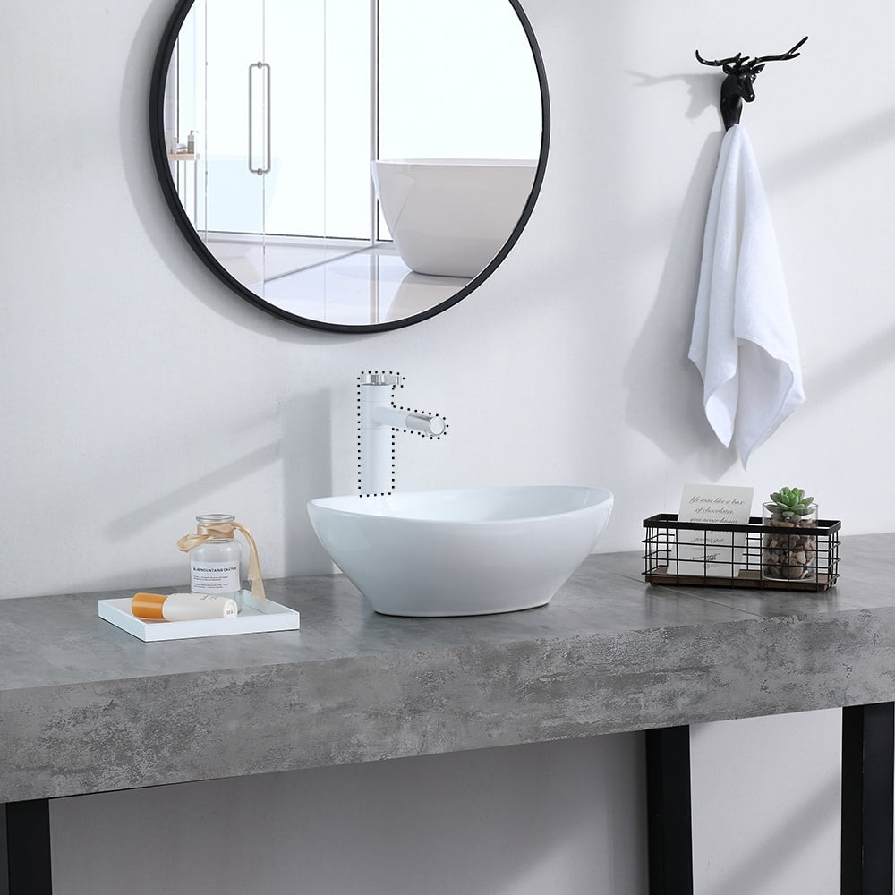 Modern Ceramic Porcelain Bathroom Sink Vessel Vanity Bowl Basin w/ Pop Up Drain 