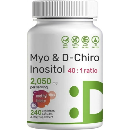 Myo-Inositol + D-Chiro + Vitex 240 Count Optimal 40:1 Inositol Ratio Folate