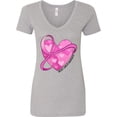 thumbnail image 3 of Inktastic Breast Cancer Awareness Pink Ribbon Around Heart Women's V-Neck T-Shirt, 3 of 5